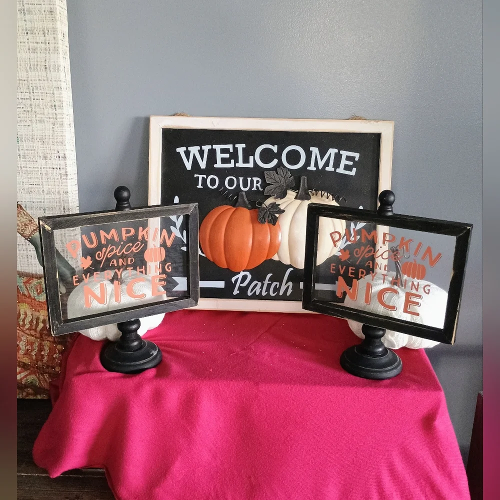Fall Decor Black Orange Cream 5 Piece Bundle